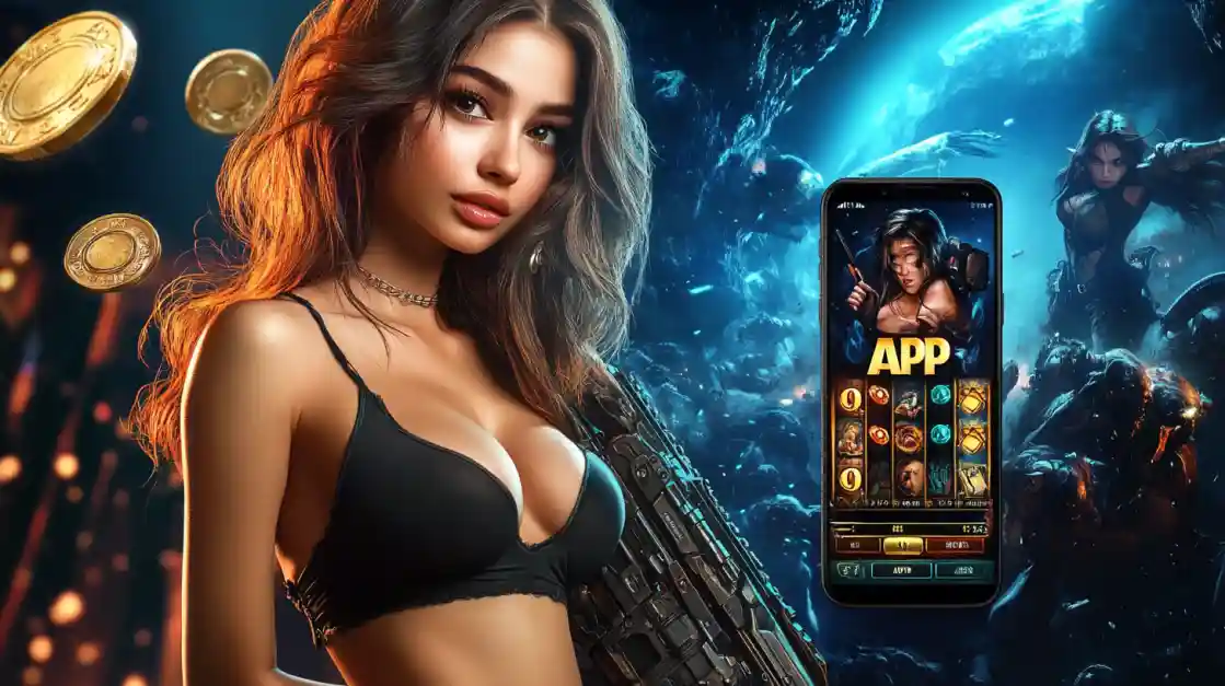 একজন সাহসী নারী 1777bd মোবাইল গেমিং অ্যাপ ব্যবহার করছেন, যা অ্যাকশনভিত্তিক গেমের অনুভূতি প্রকাশ করে।